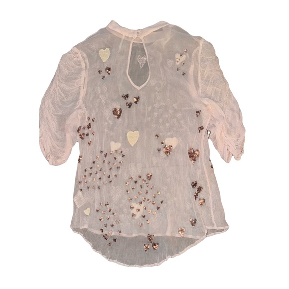 Free People So In Love Sheer Sequin and Embroidered Blouse Medium Retail $148 - Picture 4 of 7